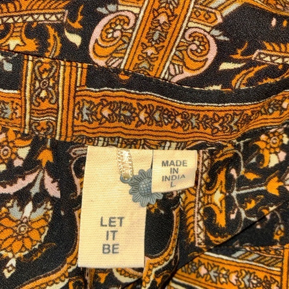 Anthropologie Let it Be Sleeveless Black, Orange & Cream Patterned Top Blouse - Picture 2 of 4